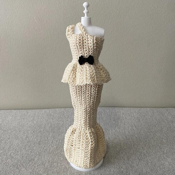 Handmade Crochet Cream Off White Top + Skirt Outfit for 29cm Doll 2-Piece Set - Picture 1 of 11